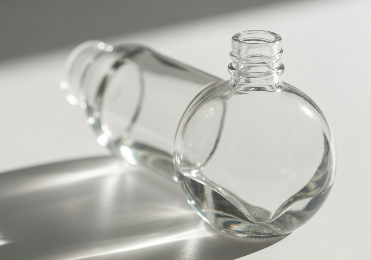 Botella de bebida en una estantería de sostenibilidad que muestra cuerpo de PET reciclable y tapón no reciclable representando el patrón del caso Ferrarelle